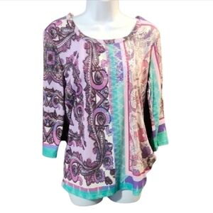 Kiara Paisley Women's Blouse - Purple and Green